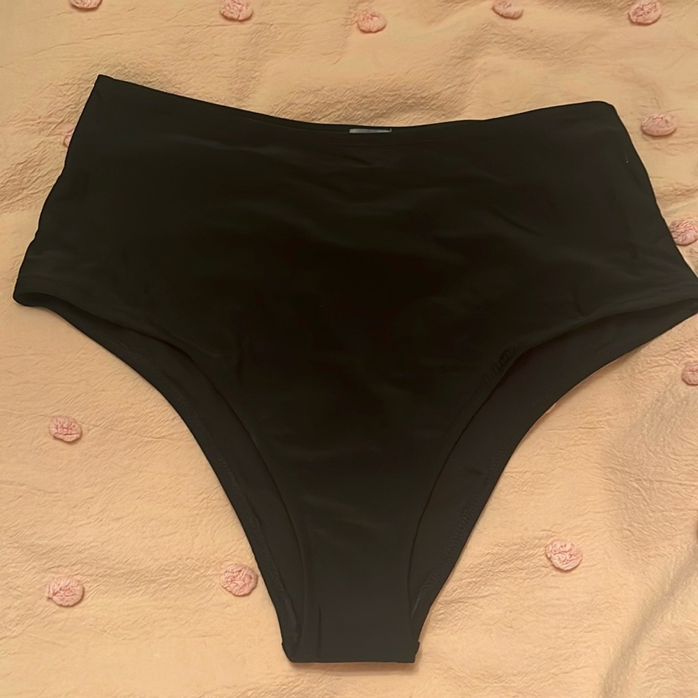 Aerie black high waisted cheeky bikini bottom NWT